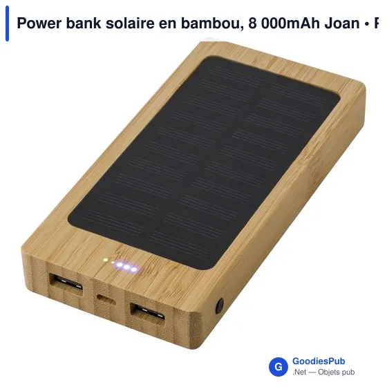 Power bank solaire personnalisable en bambou avec logo - 8 000mAh Joan - Image 4
