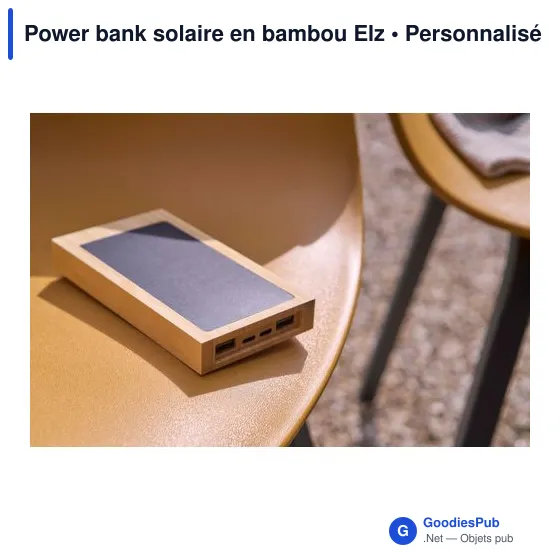 Power bank solaire personnalisable en bambou Elz avec logo - Image 11