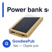 Power bank solaire personnalisable en bambou Elz avec logo - Miniature 3