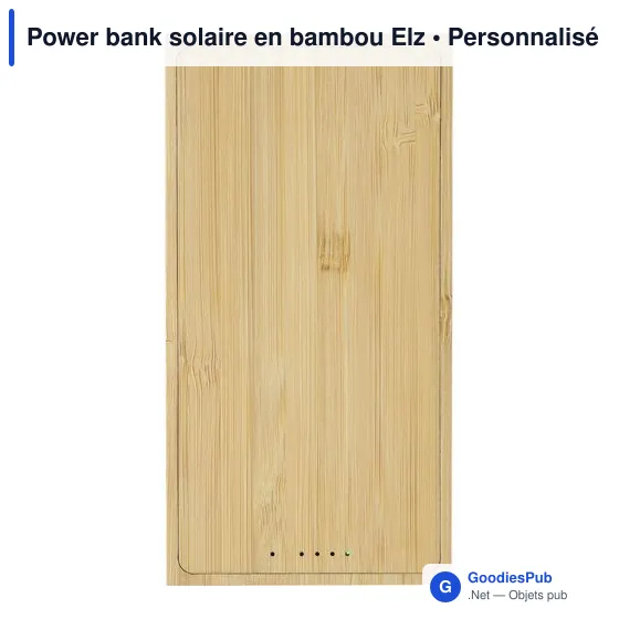 Power bank solaire personnalisable en bambou Elz avec logo - Image 5