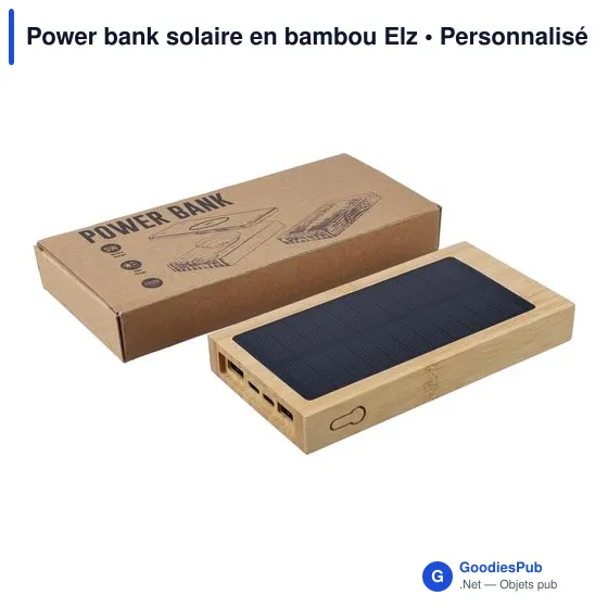 Power bank solaire personnalisable en bambou Elz avec logo - Image 8