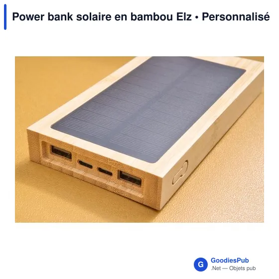 Power bank solaire personnalisable en bambou Elz avec logo - Image 9