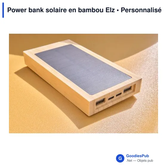 Power bank solaire personnalisable en bambou Elz avec logo - Image 10