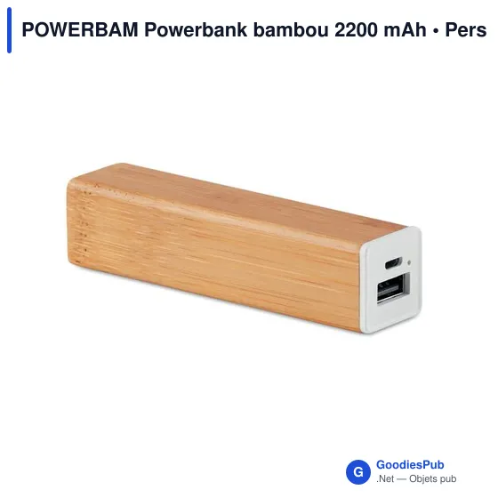 POWERBAM Powerbank bambou 2200 mAh - Image 1