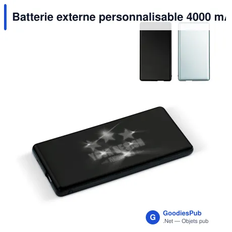 Batterie externe personnalisable 4000 mAh à logo lumineux - Light
