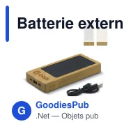 Batterie externe solaire personnalisable 8000 mAh en bambou avec logo - Solaire - Miniature 1
