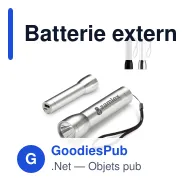 Batterie externe personnalisable 2200 mAh lampe torche avec logo - Aluminium - Miniature 1