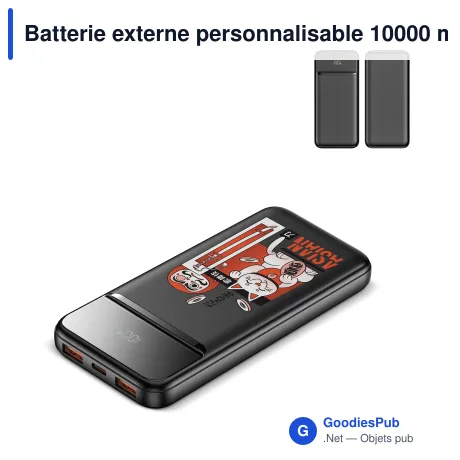 Batterie externe personnalisable 10000 mAh à écran LED avec logo - Nolu