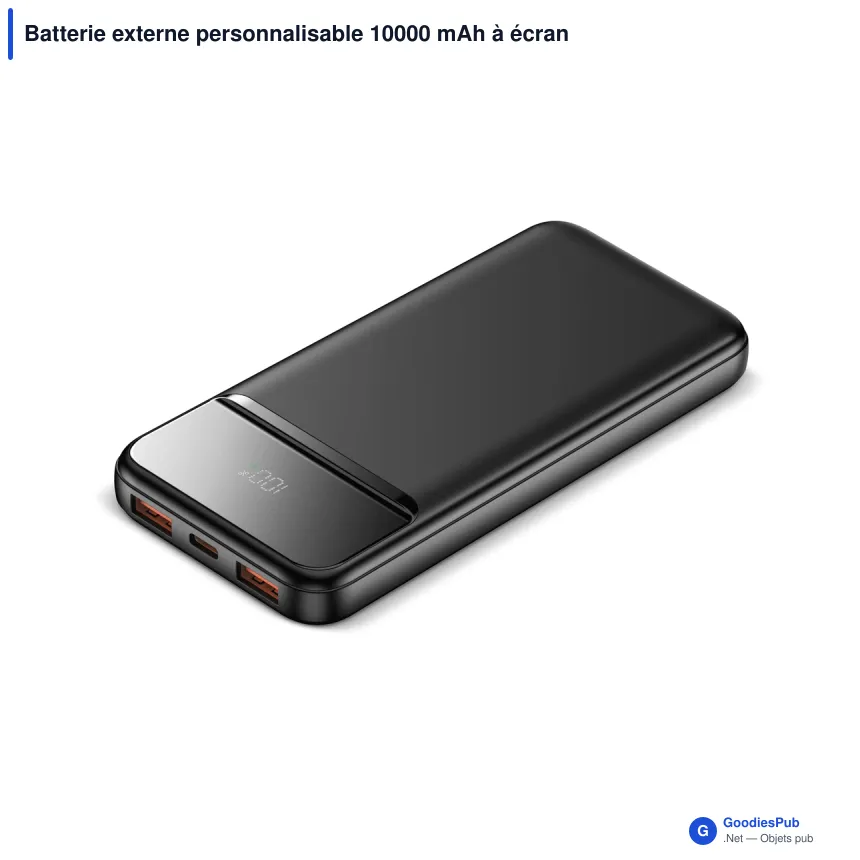 Batterie externe personnalisable 10000 mAh à écran LED avec logo - Nolu - Image 2