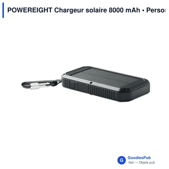 Clé USB personnalisable avec logo pour entreprises - Powerbank solaire 8000 mAh - Image 1
