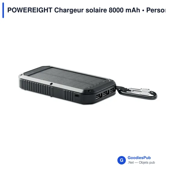 Clé USB personnalisable avec logo pour entreprises - Powerbank solaire 8000 mAh - Image 2