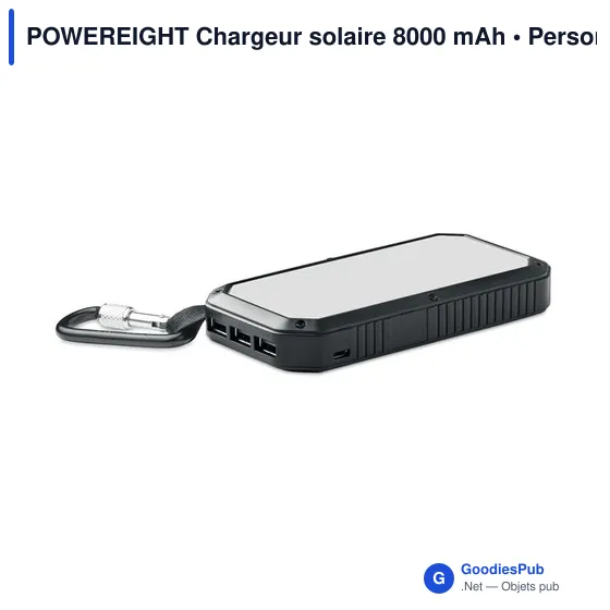 Clé USB personnalisable avec logo pour entreprises - Powerbank solaire 8000 mAh - Image 3