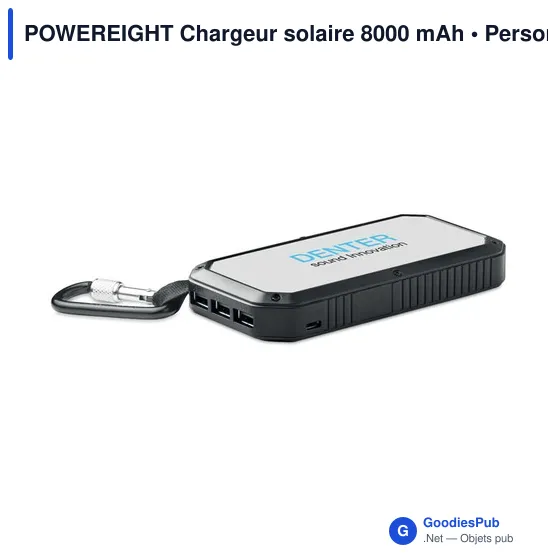 Clé USB personnalisable avec logo pour entreprises - Powerbank solaire 8000 mAh - Image 4