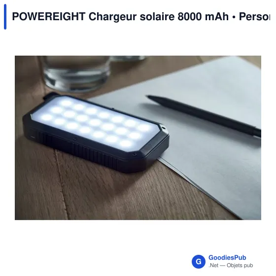 Clé USB personnalisable avec logo pour entreprises - Powerbank solaire 8000 mAh - Image 5