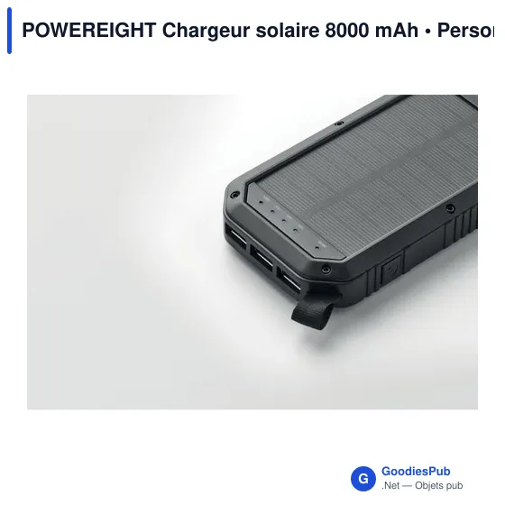 Clé USB personnalisable avec logo pour entreprises - Powerbank solaire 8000 mAh - Image 6