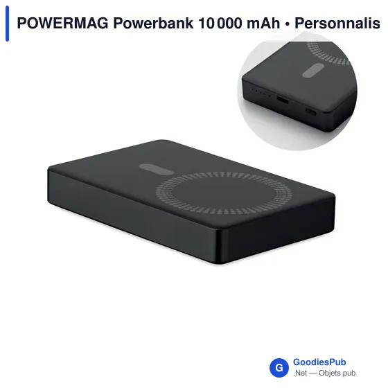 Powerbank personnalisable 10 000 mAh avec logo - POWERMAG - Image 1