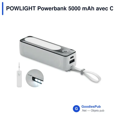 POWLIGHT Powerbank 5000 mAh avec COB