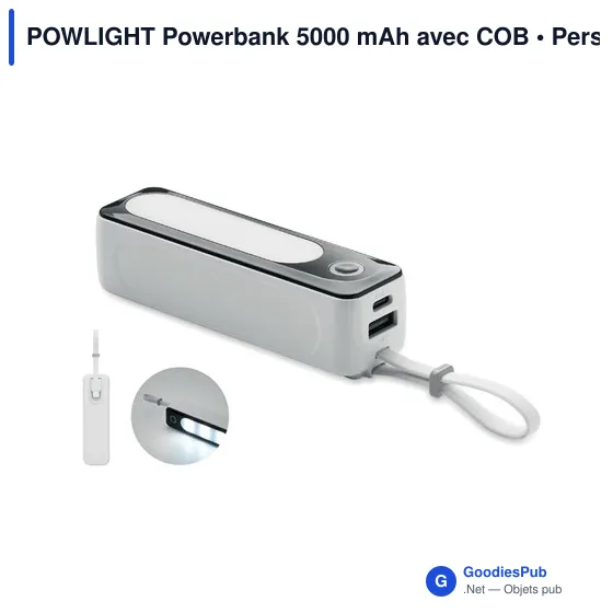 POWLIGHT Powerbank 5000 mAh avec COB - Image 1
