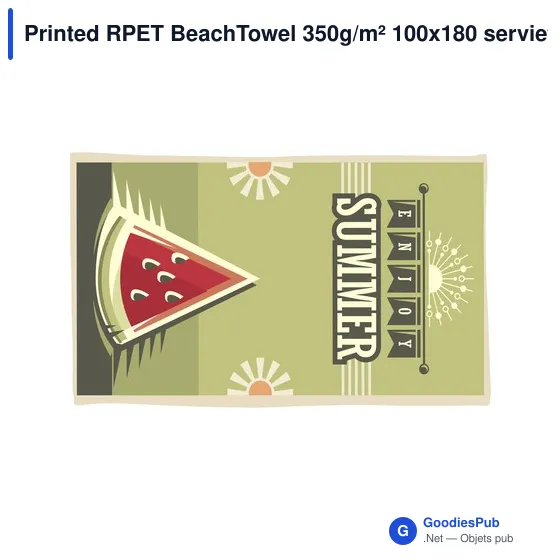 Serviette de plage personnalisable avec logo - Printed RPET BeachTowel - Image 1
