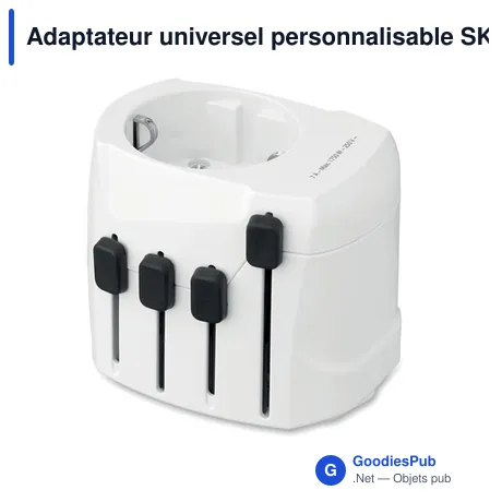 Adaptateur universel personnalisable SKROSS® PRO 3 pôles avec logo