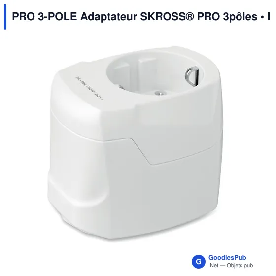 Adaptateur universel personnalisable SKROSS® PRO 3 pôles avec logo - Image 2