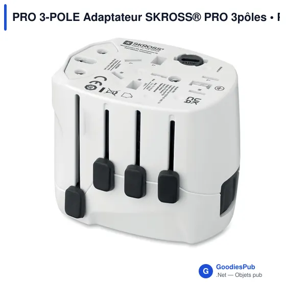 Adaptateur universel personnalisable SKROSS® PRO 3 pôles avec logo - Image 3