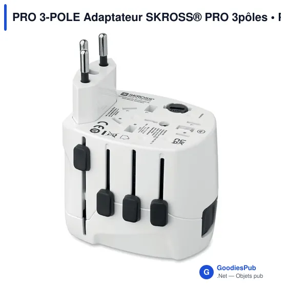 Adaptateur universel personnalisable SKROSS® PRO 3 pôles avec logo - Image 4