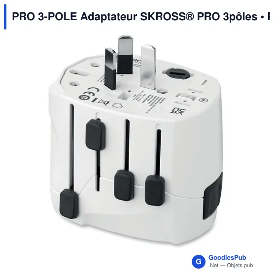 Adaptateur universel personnalisable SKROSS® PRO 3 pôles avec logo - Image 5