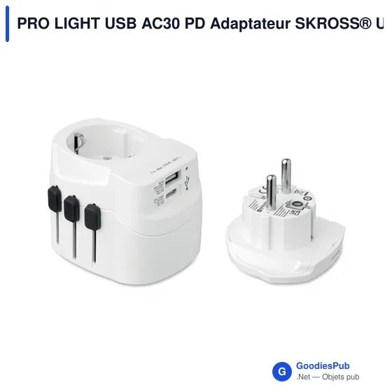 Adaptateur universel personnalisable SKROSS® Pro Light USB 30W avec logo - Image 2