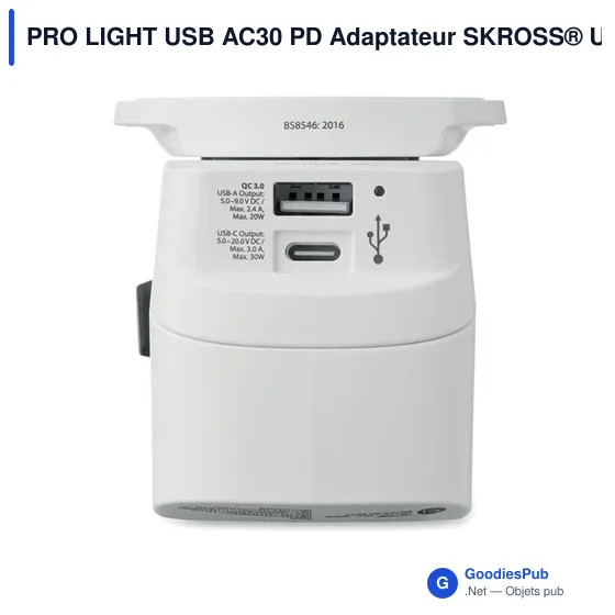 Adaptateur universel personnalisable SKROSS® Pro Light USB 30W avec logo - Image 11