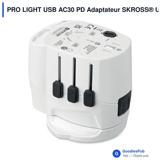 Adaptateur universel personnalisable SKROSS® Pro Light USB 30W avec logo - Image 3
