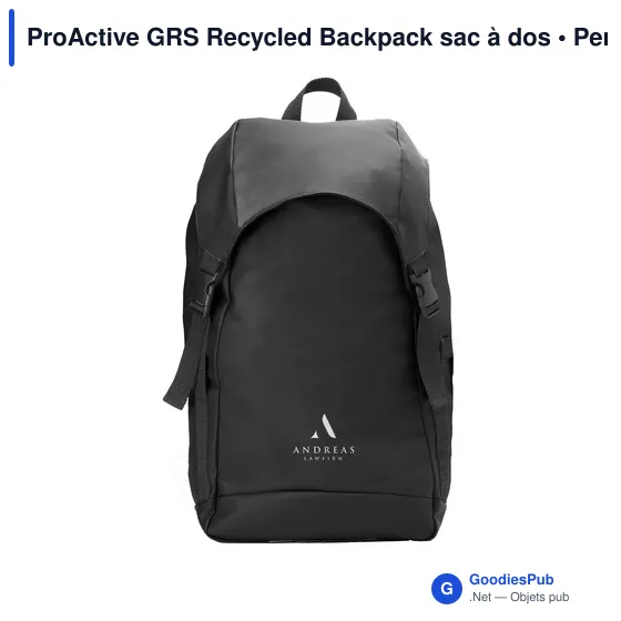 Sac à dos personnalisable ProActive GRS Recycled Backpack avec logo - Image 1