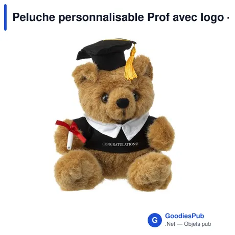 Peluche personnalisable Prof avec logo - Ours en toge et diplôme
