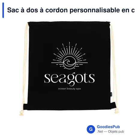 Sac à dos à cordon personnalisable en coton recyclé avec logo