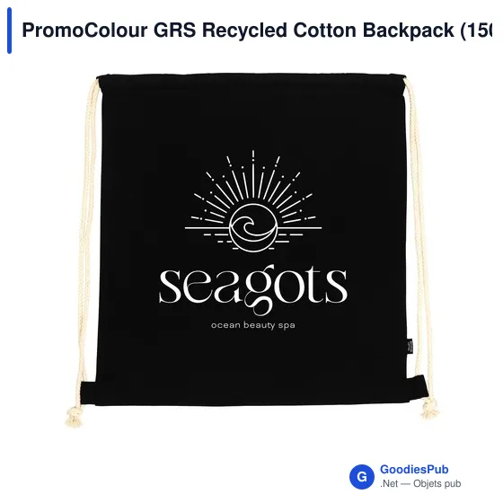 Sac à dos à cordon personnalisable en coton recyclé avec logo - Image 1