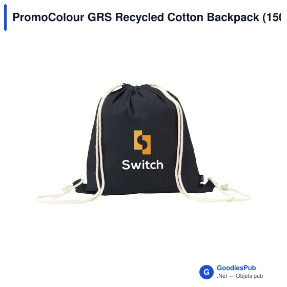 Sac à dos à cordon personnalisable en coton recyclé avec logo - Image 3