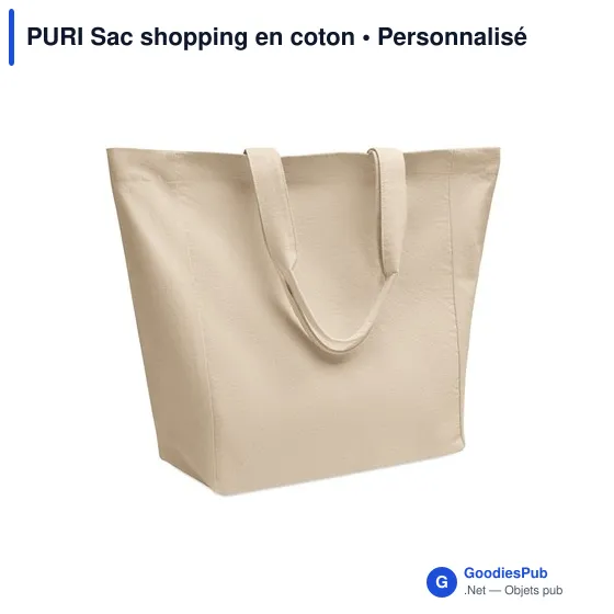 Sac shopping personnalisable en coton avec logo - modèle PURI - Image 1