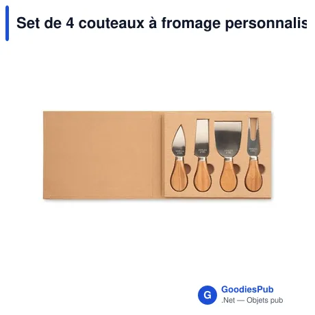 Set de 4 couteaux à fromage personnalisables avec logo