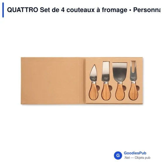Set de 4 couteaux à fromage personnalisables avec logo - Image 1