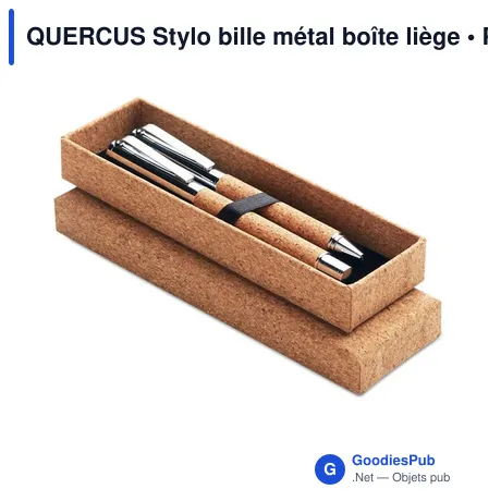 QUERCUS Stylo bille métal boîte liège