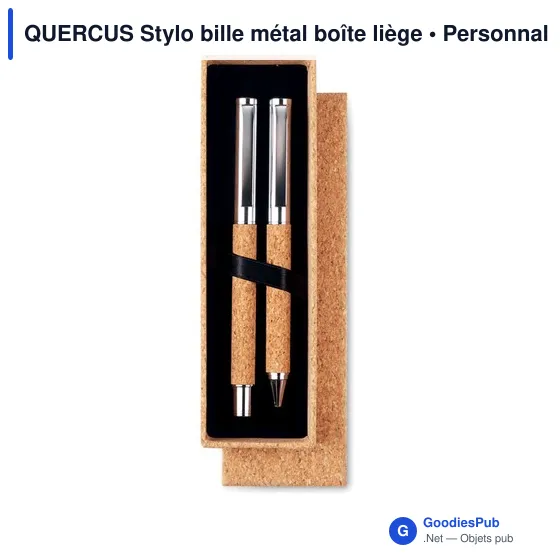 QUERCUS Stylo bille métal boîte liège - Image 2