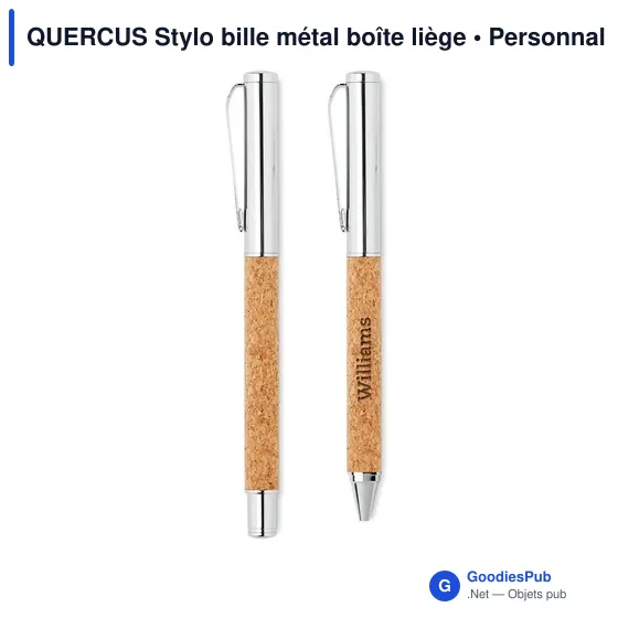 QUERCUS Stylo bille métal boîte liège - Image 5