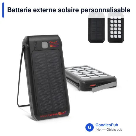 Batterie externe solaire personnalisable 10000 mAh avec logo - Quest
