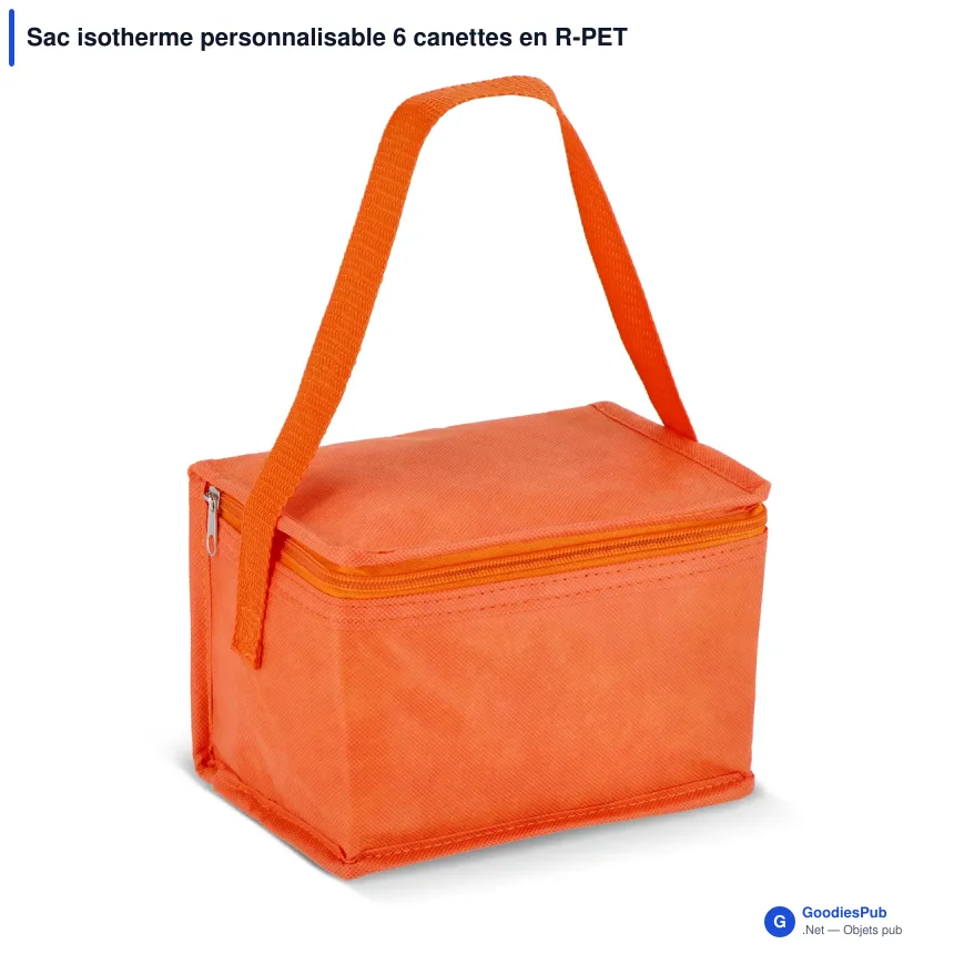 Sac isotherme personnalisable 6 canettes en R-PET non tissé avec logo - 75 g/m² - Image 2