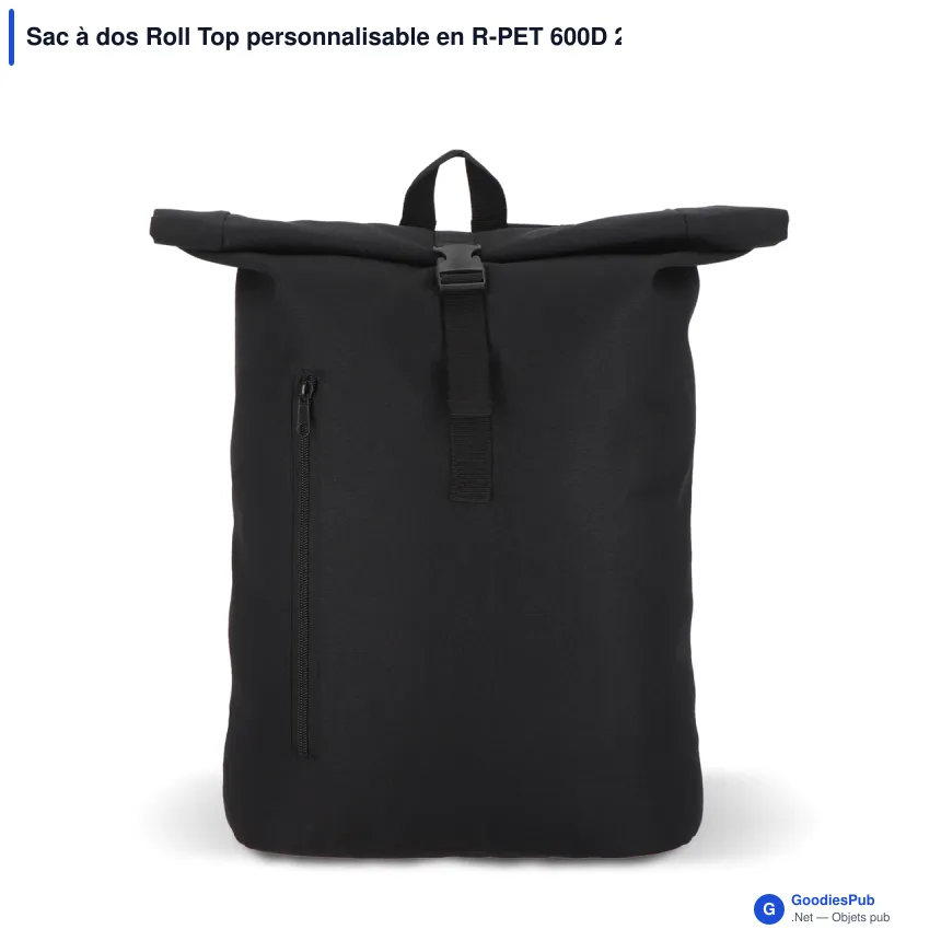 Sac à dos Roll Top personnalisable en R-PET 600D 20 L avec logo - Huit coloris - Image 2