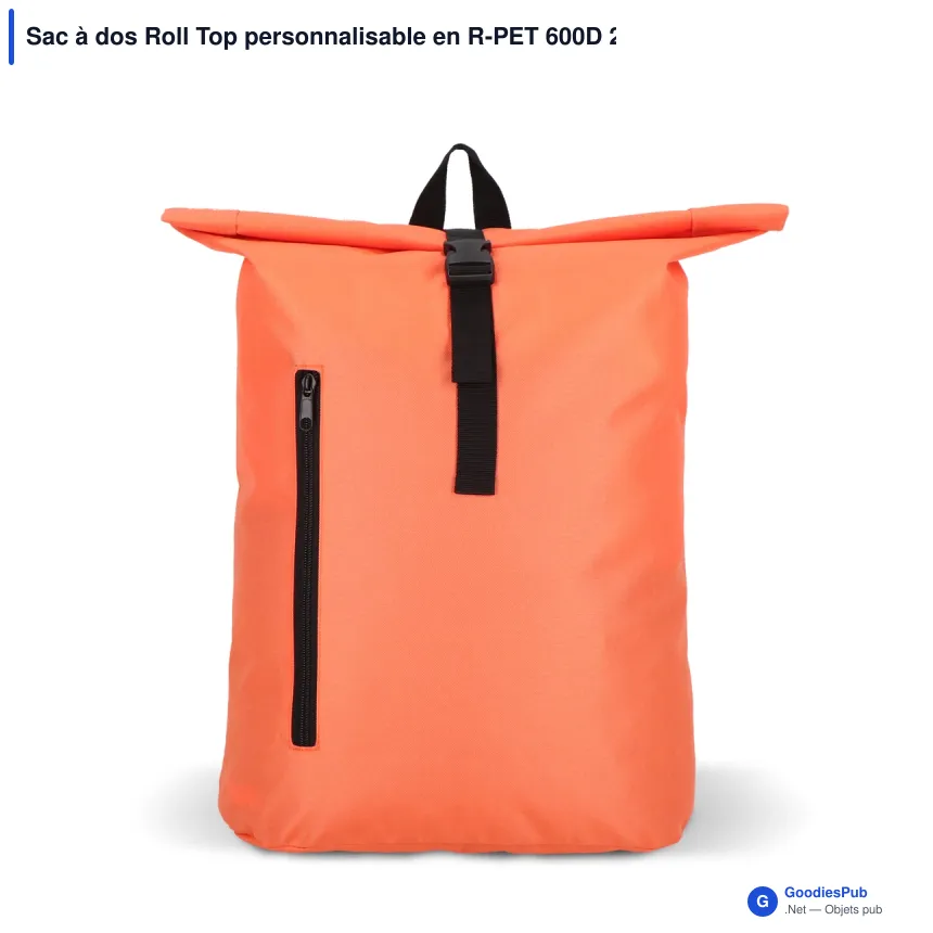 Sac à dos Roll Top personnalisable en R-PET 600D 20 L avec logo - Huit coloris - Image 3