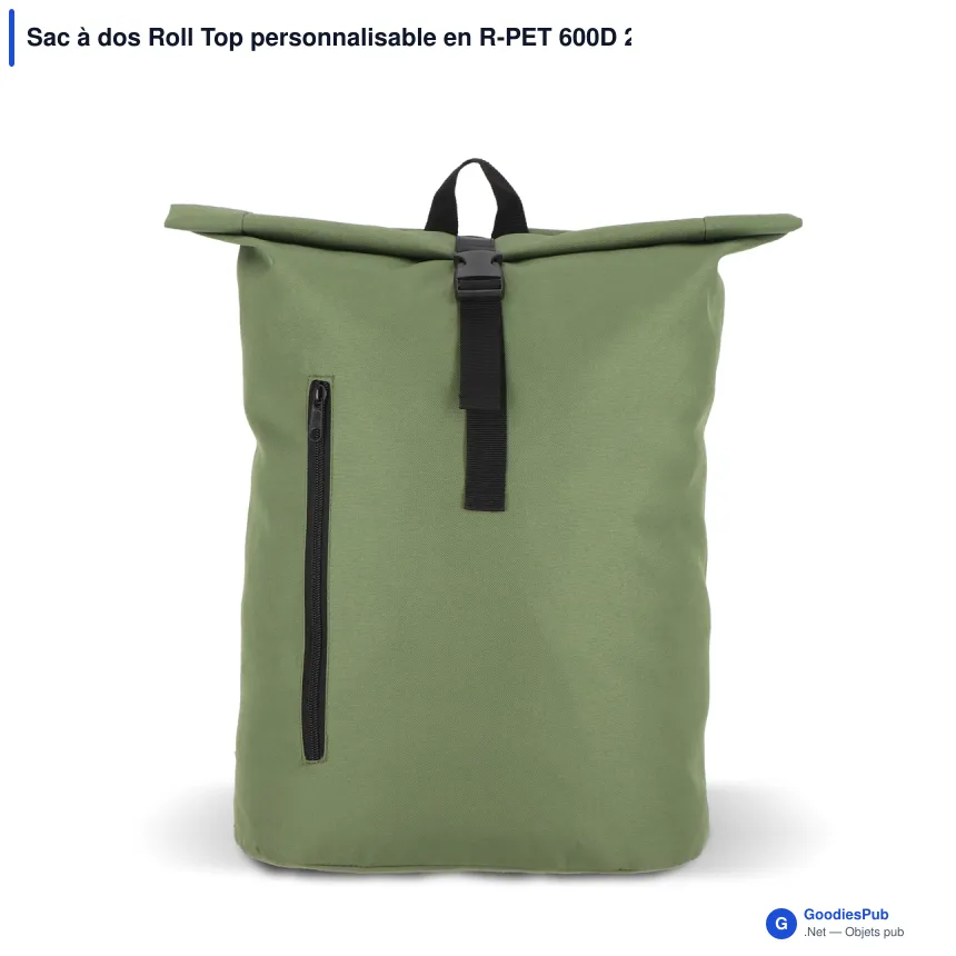 Sac à dos Roll Top personnalisable en R-PET 600D 20 L avec logo - Huit coloris - Image 4