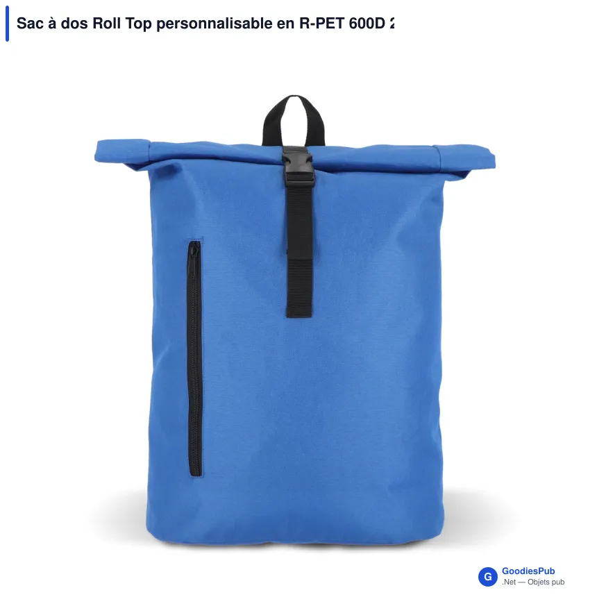 Sac à dos Roll Top personnalisable en R-PET 600D 20 L avec logo - Huit coloris - Image 5