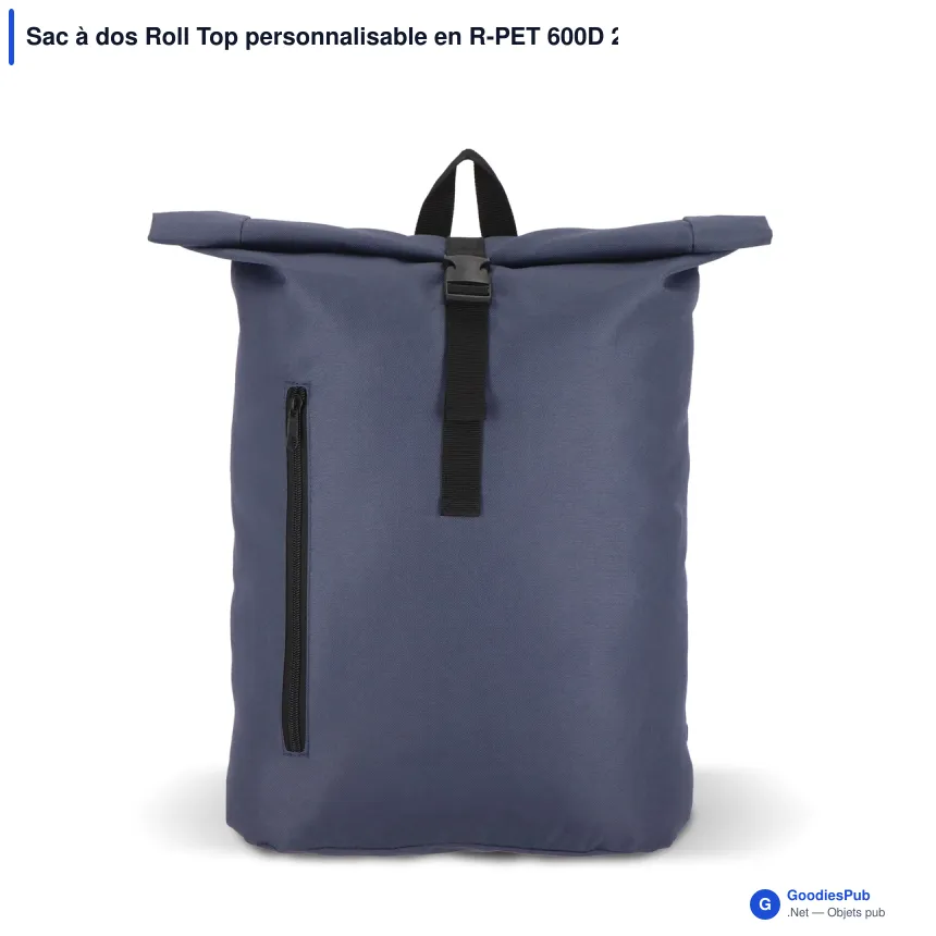 Sac à dos Roll Top personnalisable en R-PET 600D 20 L avec logo - Huit coloris - Image 6