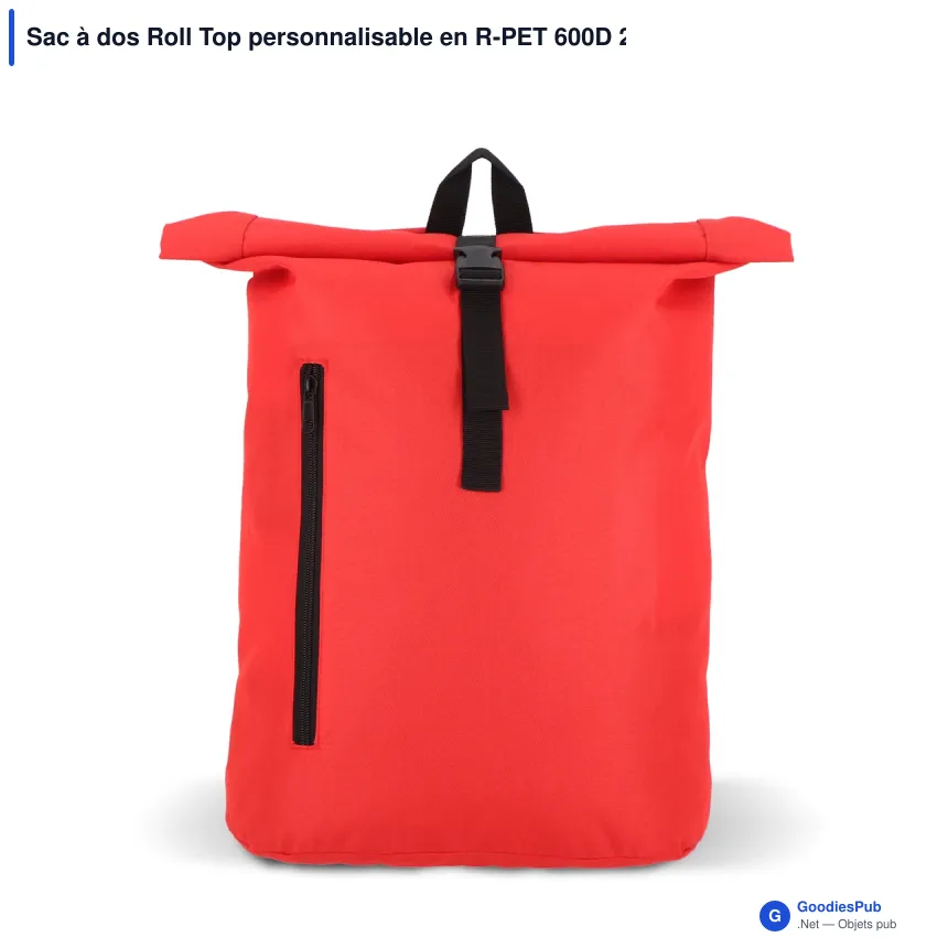 Sac à dos Roll Top personnalisable en R-PET 600D 20 L avec logo - Huit coloris - Image 7